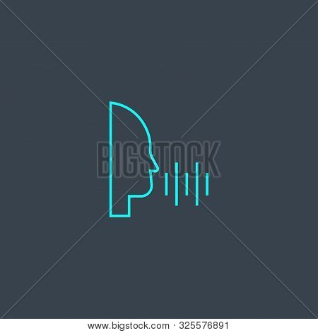 Speech Recognition Concept Blue Line Icon. Simple Thin Element On Dark Background. Speech Recognitio