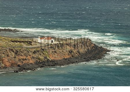 Aerial View Of Punta Llana, Where Is The Ermita De Nuestra Senora De Guadalupe At La Gomera. Hiking 