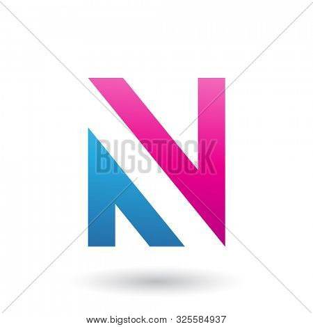 Illustration of Magenta and Blue V Shaped Icon for Letter N isolated on a White Background