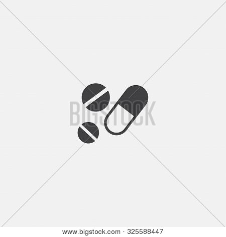 Pills Base Icon. Simple Sign Illustration. Pills Symbol Design. Can Be Used For Web And Mobile