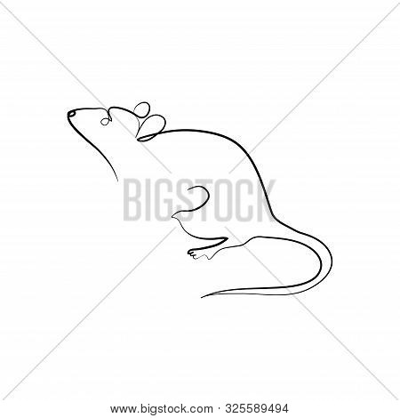 Continuous One Line Drawing Rat, Chinese Zodiac Sign Year Of Rat, Happy Chinese New Year 2020, Decor