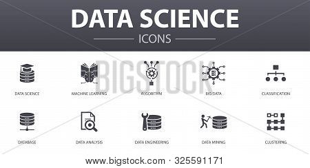 Data Science Simple Concept Icons Set. Contains Such Icons As Machine Learning, Big Data, Database, 