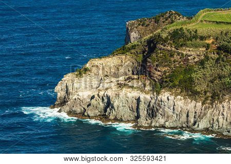 Breathtaking View Of Coastline From Santa Iria Viewpoint On The Island Of Sao Miguel, Azores, Portug
