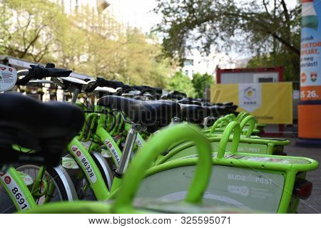 Budapest, Hungary, 04.24.: Bubi Is A Bicycle Sharing Network. Its Name Is A Playful Contraction Buda