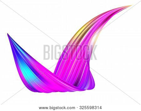 Colorful Flow Brushstroke. Wabe Sea Isolated Line.. Realistic Volume Brush Stroke. Liquid Paint Ink 