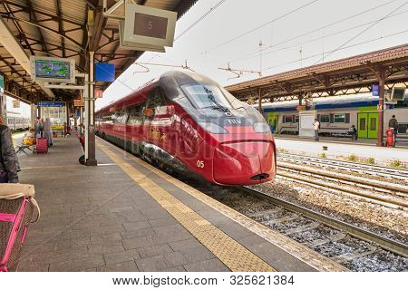 VERONA, ITALY - CIRCA MAY, 2019: italo train at Verona Porta Nuova Railway Station.