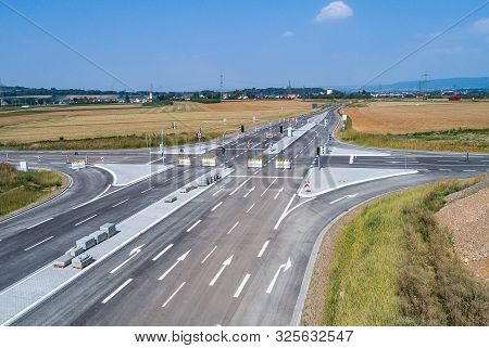 Aerial Photograph Of Road Cross Under Construction. Building New Streeet Area Connection Viewpoint F
