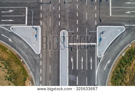 Aerial Photograph Of Road Cross Under Construction. Building New Streeet Area Connection Viewpoint F
