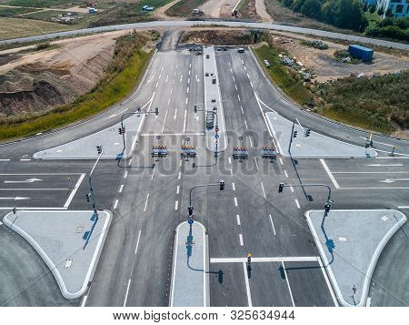 Aerial Photograph Of Road Cross Under Construction. Building New Streeet Area Connection Viewpoint F