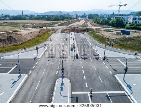 Aerial Photograph Of Road Cross Under Construction. Building New Streeet Area Connection Viewpoint F
