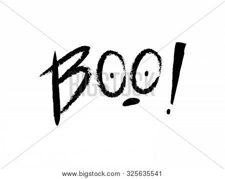 Vector Handwritten Lettering Boo With Cute Gost