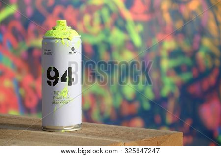 Kharkov, Ukraine - August 24, 2019: Montana Mtn 94 Used Spray Can For Graffiti Painting Outdoors On 