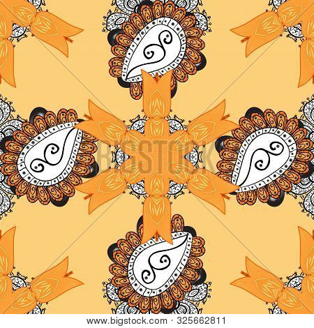 For Print On Fabric, Textiles, Sketch. Seamless Background. Vector Illustration. Vintage Retro Style
