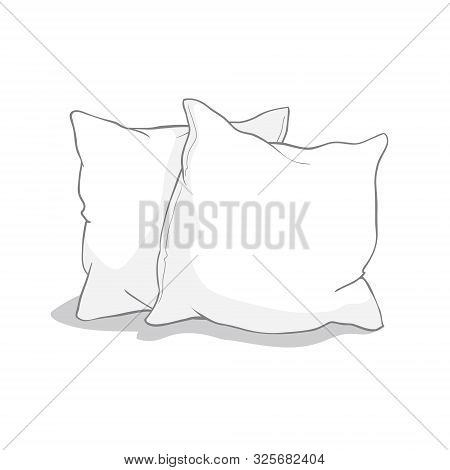 Sketch Vector Illustration Of Pillow, Art, Pillow Isolated, White Pillow, Bed Pillow