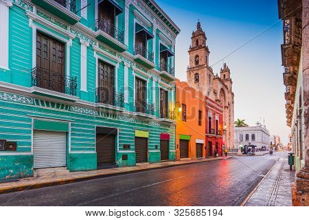 Merida, Mexico. San Idefonso Cathedral In The Old Town.