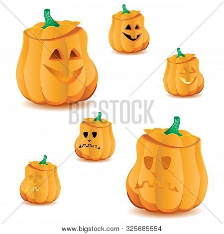 Set Of Halloween Pumpkins With Variations Of Illumination, Part 16