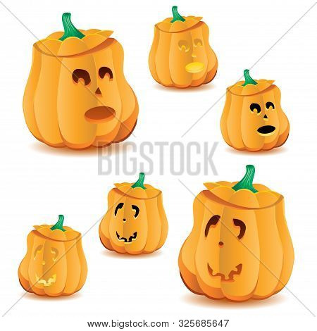 Set Of Halloween Pumpkins With Variations Of Illumination, Part 21