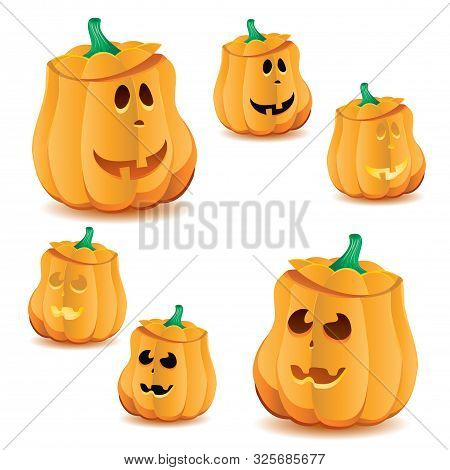 Set Of Halloween Pumpkins With Variations Of Illumination, Part 22