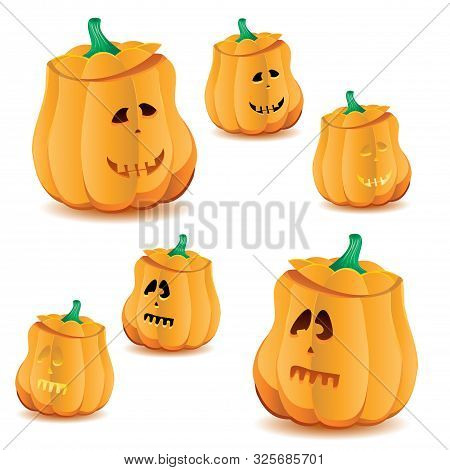 Set Of Halloween Pumpkins With Variations Of Illumination, Part 23
