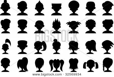 Cartoon hoofd silhouetten