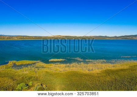 Beautiful Nature Park Vrana Lake (vransko Jezero), Dalmatia, Croatia, Aerial Shot