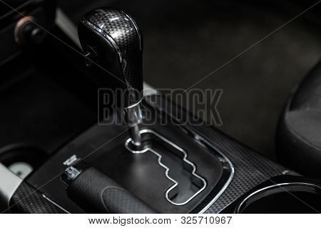 Novosibirsk, Russia - September 11, 2019:  Actyon Ssangyong, Close-up Of The Accelerator Handle And 