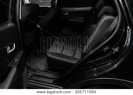 Novosibirsk, Russia - September 11, 2019:  Actyon Ssangyong,  Interior Design, Car Passenger And Dri