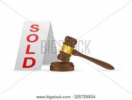 Auction Hammer Icon In Cartoon Style Isolated On White Background. E-commerce Symbol Stock Vector Il