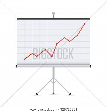 Projector Screen With Business Chart Graph. Vector Stock Illustration.