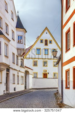 Street With Historical Houses In Neuburg An Der Donau, Germany
