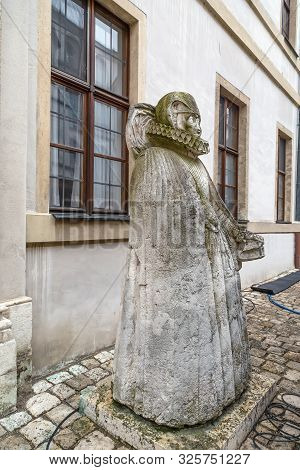 Statue Of Susanna Von Bayern In Courtyard Of Castle In Neuburg An Der Donau, Germany