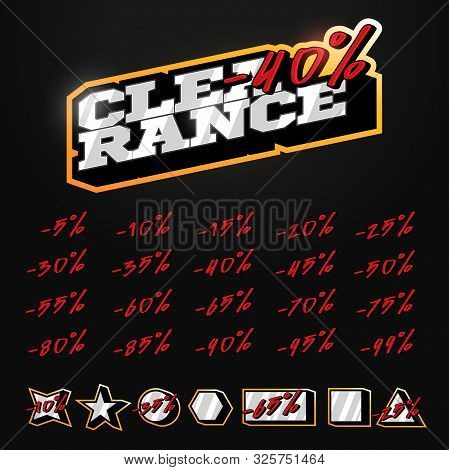 Clearance Sale Tag Builder Kit Typography In Sport Retor Style. Shop Or Online Shopping. Sticker, Ba