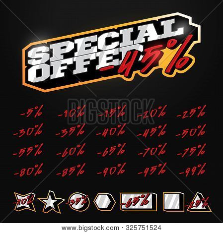 Special Offer Sale Tag Builder Kit Typography In Sport Retor Style. Shop Or Online Shopping. Sticker