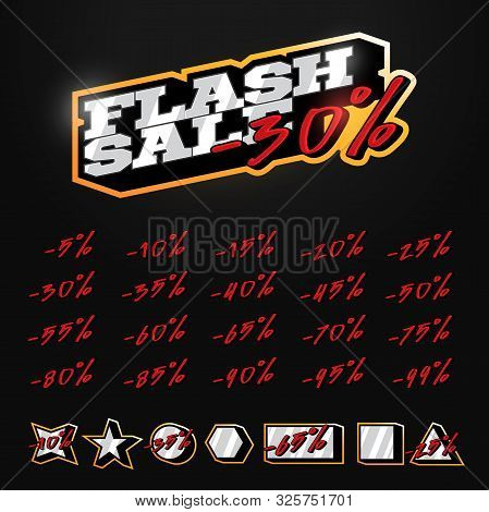 Flash Sale Tag Builder Kit Typography In Sport Retor Style. Shop Or Online Shopping. Sticker, Badge