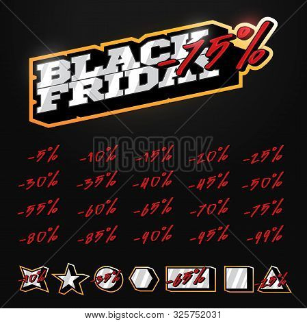 Black Friday Sale Tag Builder Kit Typography In Sport Retor Style. Shop Or Online Shopping. Sticker,