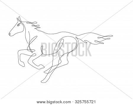 Running Horse, One Line Drawing, Continuous Line