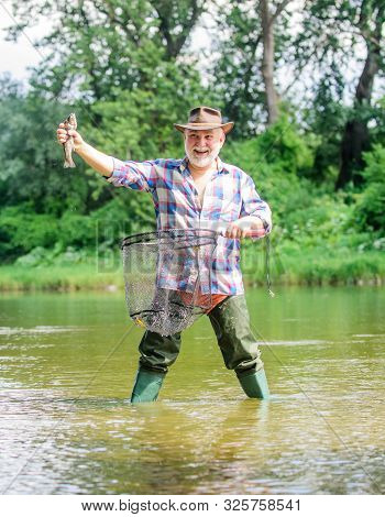 Hobby Sport Activity. Pensioner Leisure. Fish Farming Pisciculture Raising Fish Commercially. Fisher