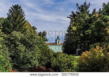 Dacice, Czech Republic - September 29 2019: Distant View Of A State-owned Castle Dacice From Park Th