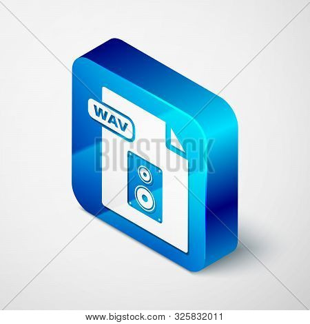 Isometric Wav File Document. Download Wav Button Icon Isolated On White Background. Wav Waveform Aud