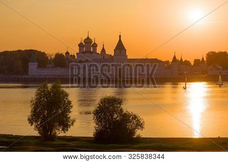 View Of The Old Ipatiev Monastery In September Sunset. Kostroma, Golden Ring Of Russia