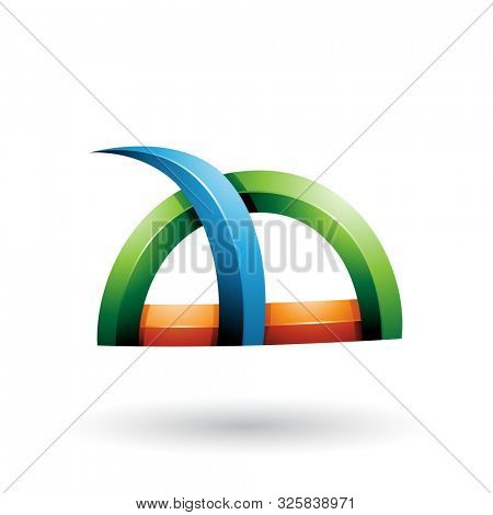 Illustration of Green and Blue Glossy Grass Like Spiky Shape isolated on a White Background