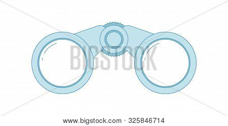 Binocular Flat Line Icon. Blue Colored Illustration. Explore And Adventures Binocular Symbol. Vector