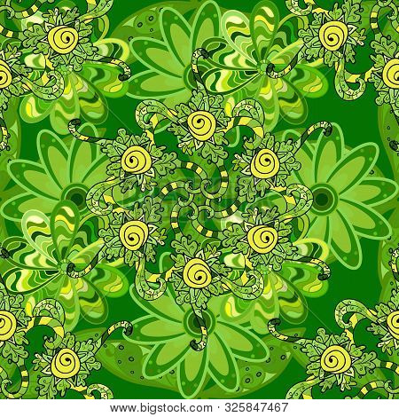 Vector Flat Flowers Seamless Pattern. Design Gift Wrapping Paper, Greeting Cards, Posters And Banner