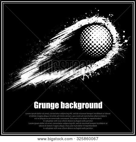 Black Background With Golf Symbol And Grunge Movement Path