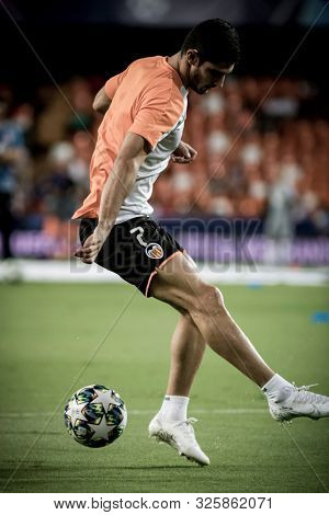 VALENCIA, SPAIN - OCTUBER 2: Guedes during UEFA Champions League match between Valencia CF and AFC Ajax at Mestalla Stadium on Octuber 2, 2019 in Valencia, Spain