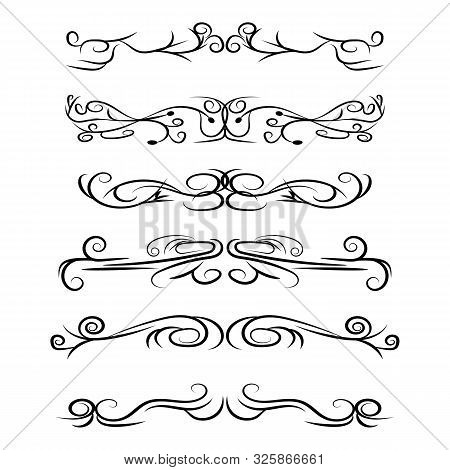 Hand Drawn Vector Dividers. Decorative Swirls Lines, Borders And Curl Set. Design Elements 3