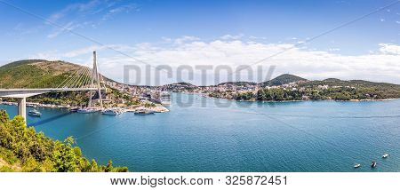 Panorama Of Impressive Franjo Tudman Bridge In Dubrovnik, Croatia