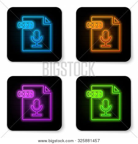 Glowing Neon Ogg File Document. Download Ogg Button Icon Isolated On White Background. Ogg File Symb