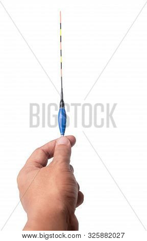 The Hand Of A Man Holding A Buoy Fisherman Isolated From White Background