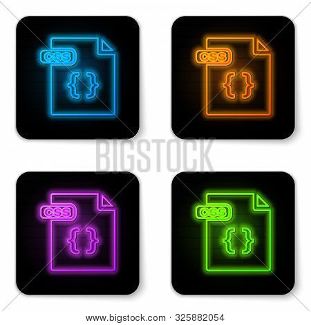 Glowing Neon Css File Document. Download Css Button Icon Isolated On White Background. Css File Symb